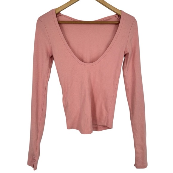 Free People We The Free Unapologetic Long Sleeve size Small Low Back Rose Blush - Picture 8 of 13